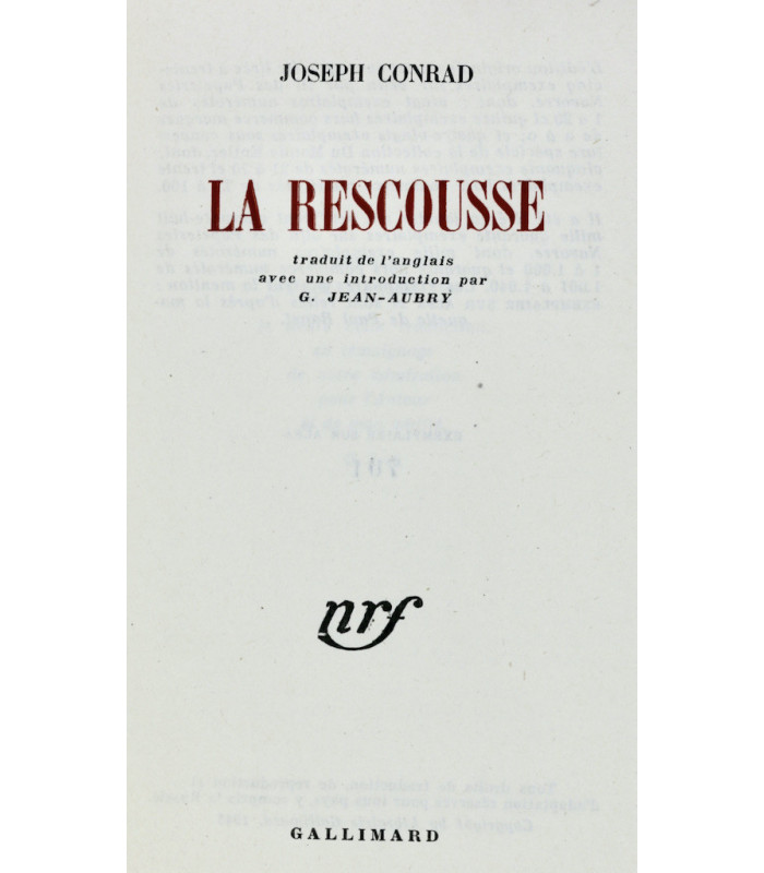 CONRAD (Joseph) - La Rescousse - BONET (Paul)