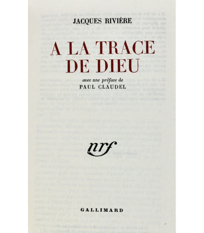 RIVIÈRE (Jacques) - À la trace de Dieu - BONET (Paul)