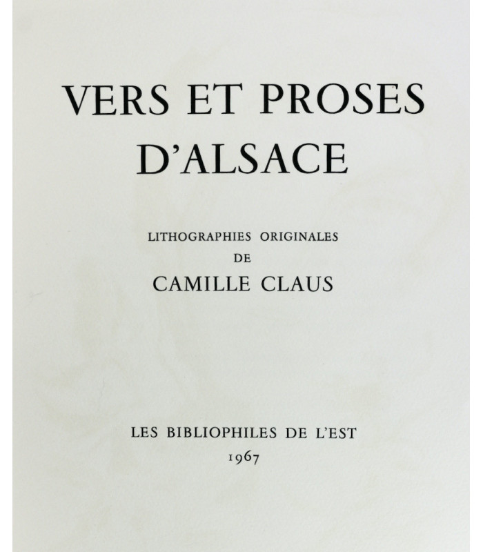 ANONYME - Vers et proses d’Alsace - CLAUS (Camille)