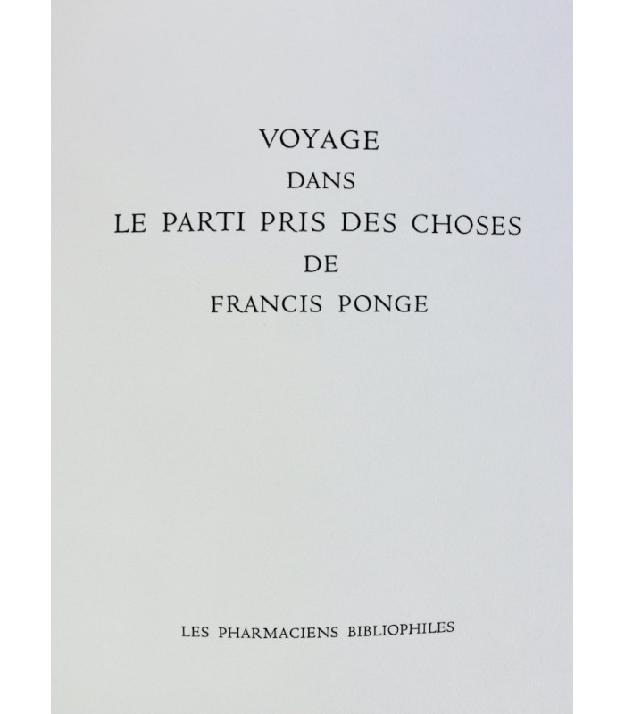 PONGE (Francis) - Voyage dans le parti pris des choses - MATHIEUX-MARIE (Jean-Michel)