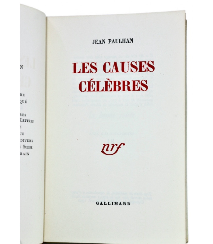 PAULHAN (Jean) - Les Causes célèbres - PRASSINOS (Mario)