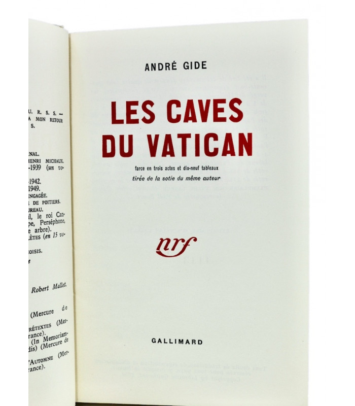 GIDE (André) - Les Caves du Vatican - BONET (Paul)