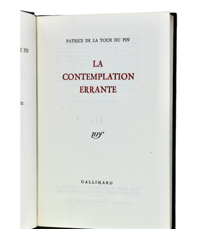 LA TOUR DU PIN (Patrice de) - La Contemplation errante - BONET (Paul)