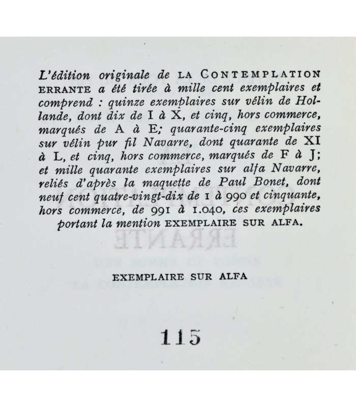 LA TOUR DU PIN (Patrice de) - La Contemplation errante - BONET (Paul)