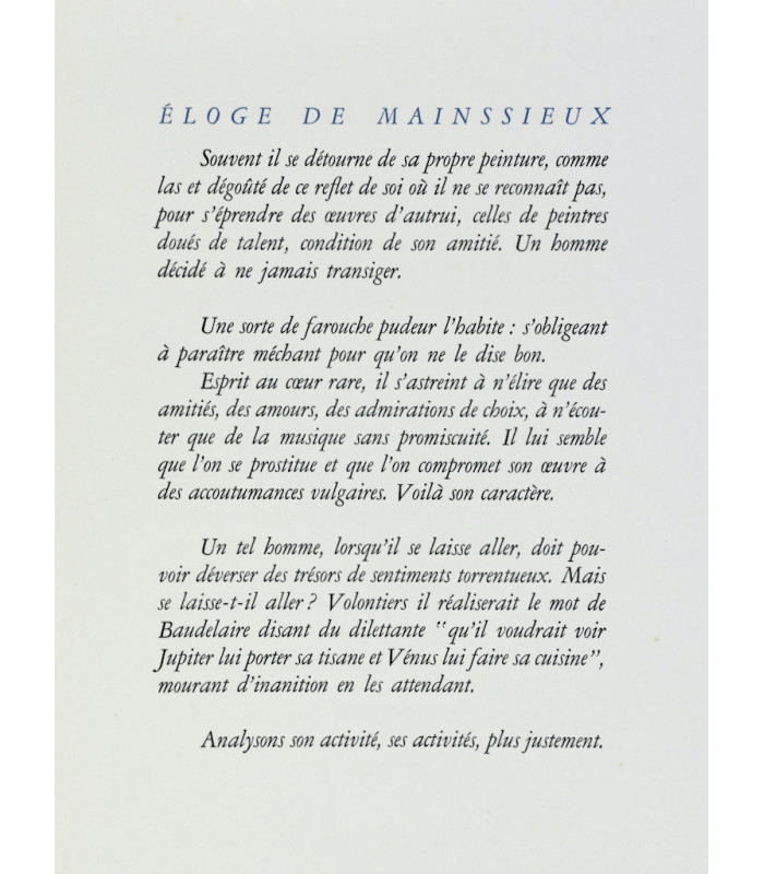 BRUKER (Manuel) - Éloge de Lucien Mainssieux