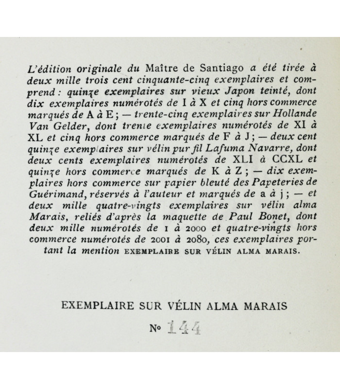 MONTHERLANT (Henry de) - Le Maître de Santiago - BONET (Paul)
