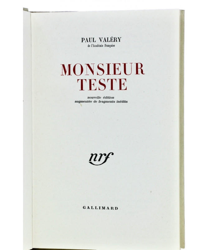 VALÉRY (Paul) - Monsieur Teste - BONET (Paul)