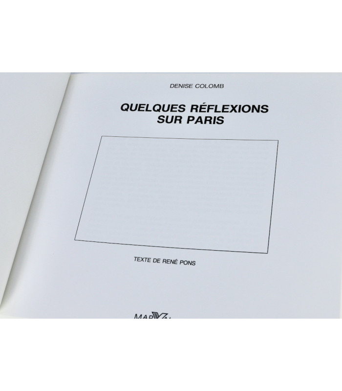 PONS (René) - Quelques réflexions sur Paris - COLOMB (Denise)