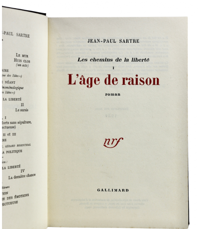 SARTRE (Jean-Paul) - L’Âge de raison - PRASSINOS (Mario)