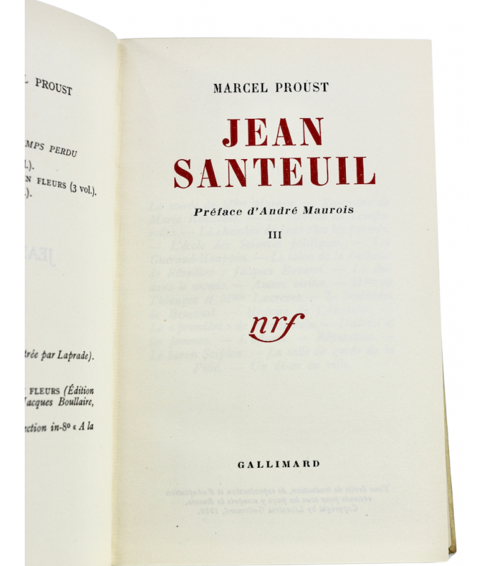 PROUST (Marcel) - Jean Santeuil - BONET (Paul)