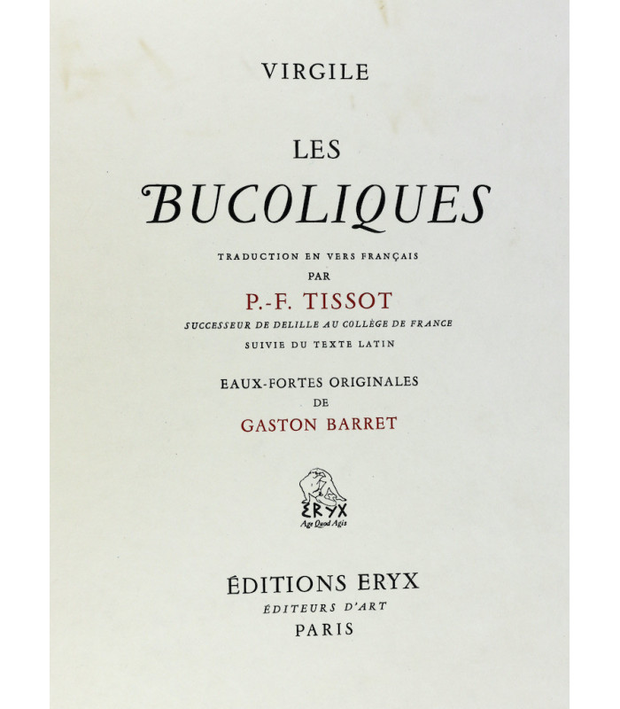 VIRGILE - Les Bucoliques - BARRET (Gaston)