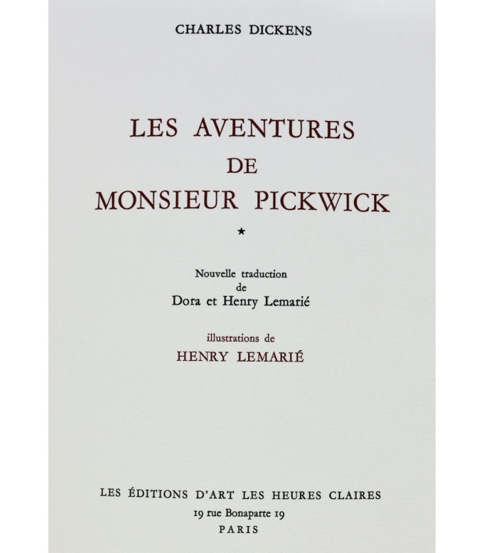 DICKENS (Charles) - Les Aventures de monsieur Pickwick - LEMARIÉ (Henry)