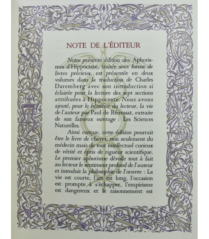 HIPPOCRATE - Les Aphorismes - GRADASSI (Jean)
