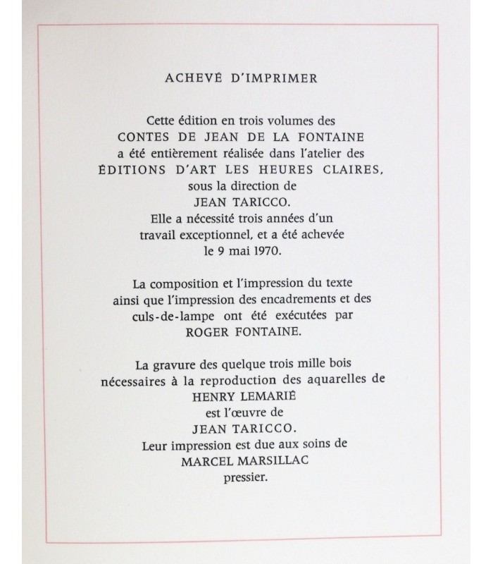 LA FONTAINE (Jean de) - Contes - LEMARIÉ (Henry)