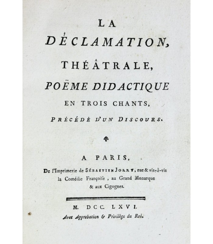 DORAT (Claude Joseph) - La Déclamation Théâtrale - EISEN