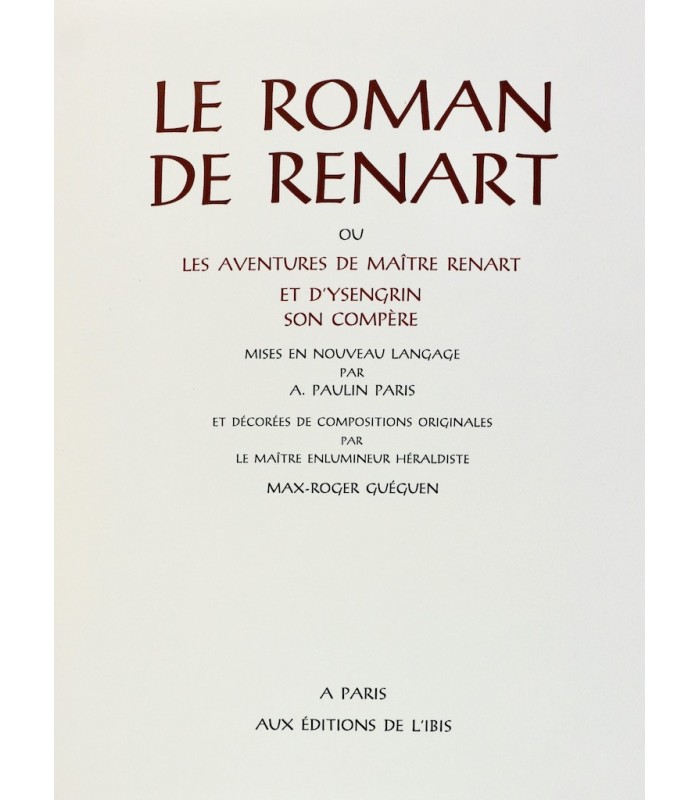 PAULIN (A.) - Le Roman de Renart - GUÉGUEN (Max-Roger)