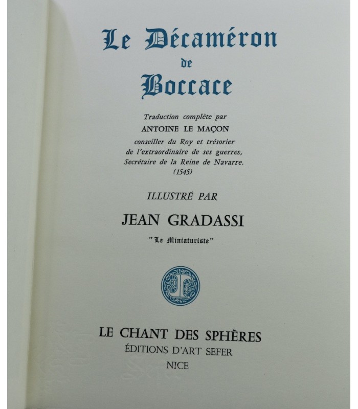 BOCCACE - Le Décaméron - GRADASSI (Jean)