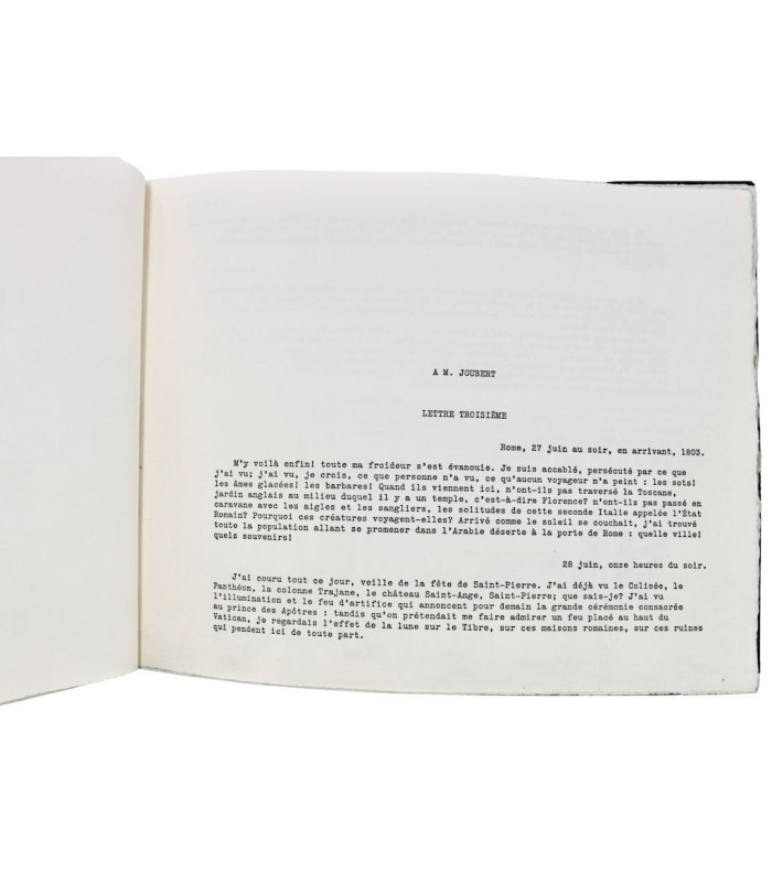 CHATEAUBRIAND (François René, vicomte de) - Voyage en Italie. Lettre A.M. Joubert - DIAZ (Gérard)
