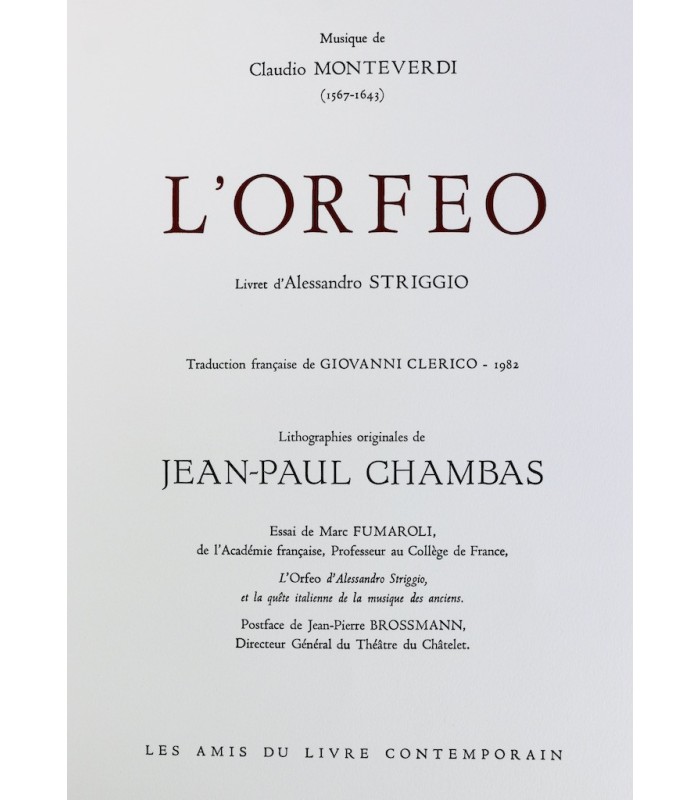 MONTEVERDI (Claudio) & STRIGGIO (Alessandro) - L'Orfeo - CHAMBAS (Jean-Paul)