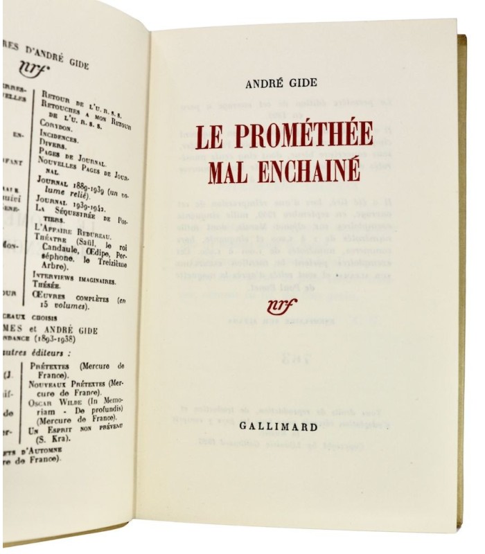 GIDE (André) - Le Prométhée mal enchaîné - BONET (Paul)