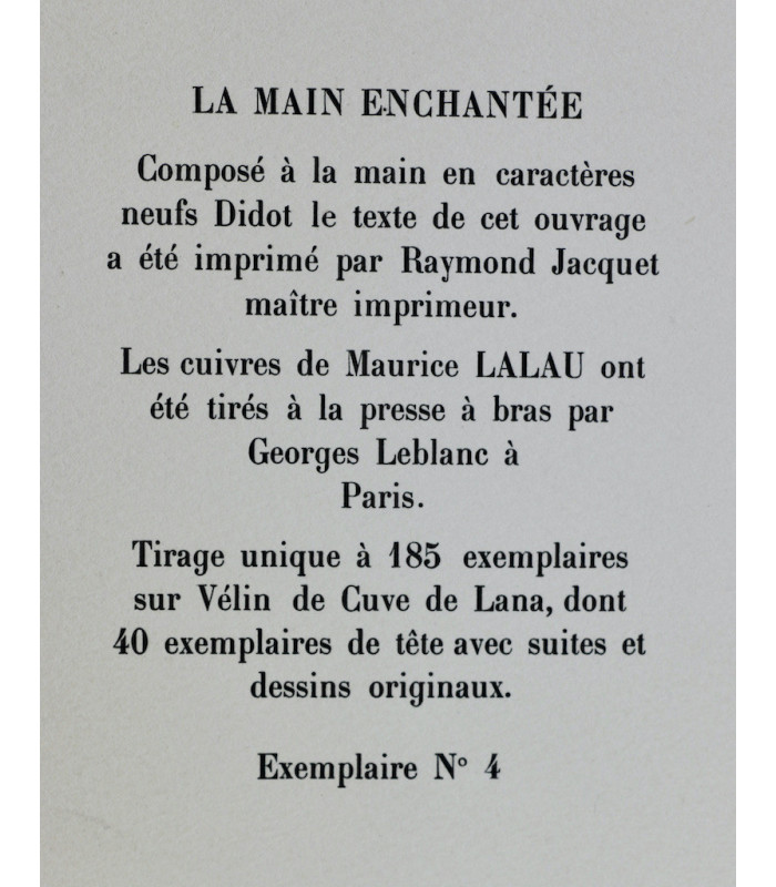 NERVAL (Gérard de) - La Main enchantée - LALAU (Maurice)