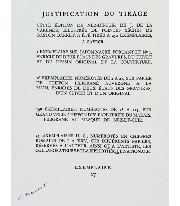 LA VARENDE (Jean de) - Nez-de-cuir. Gentilhomme d'amour - BARRET (Gaston)