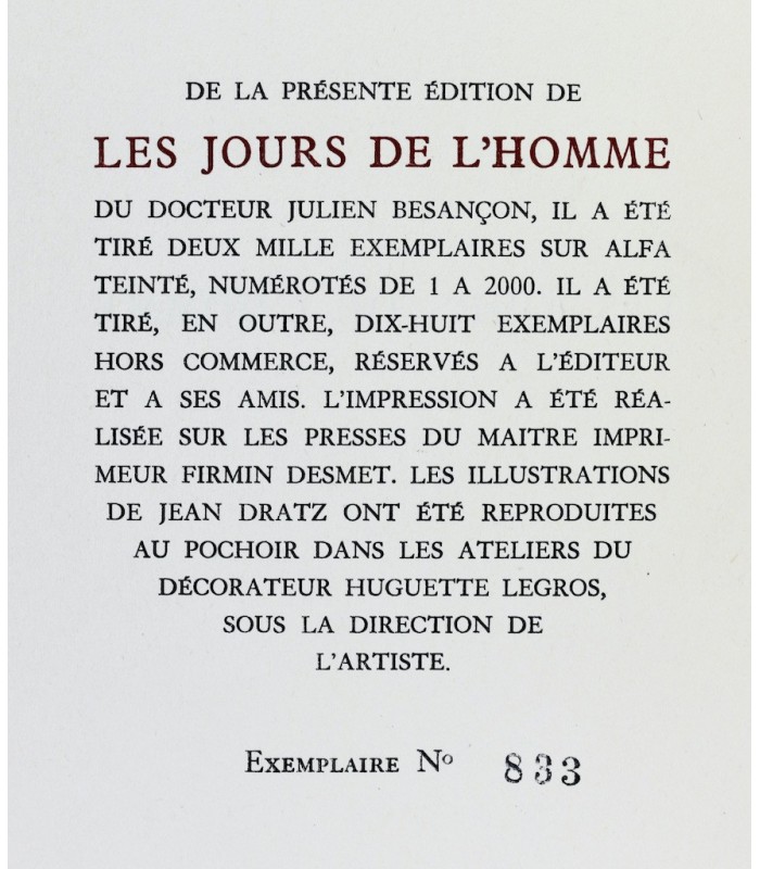BESANÇON (Docteur Julien) - Les Jours de l'Homme - DRATZ (Jean)