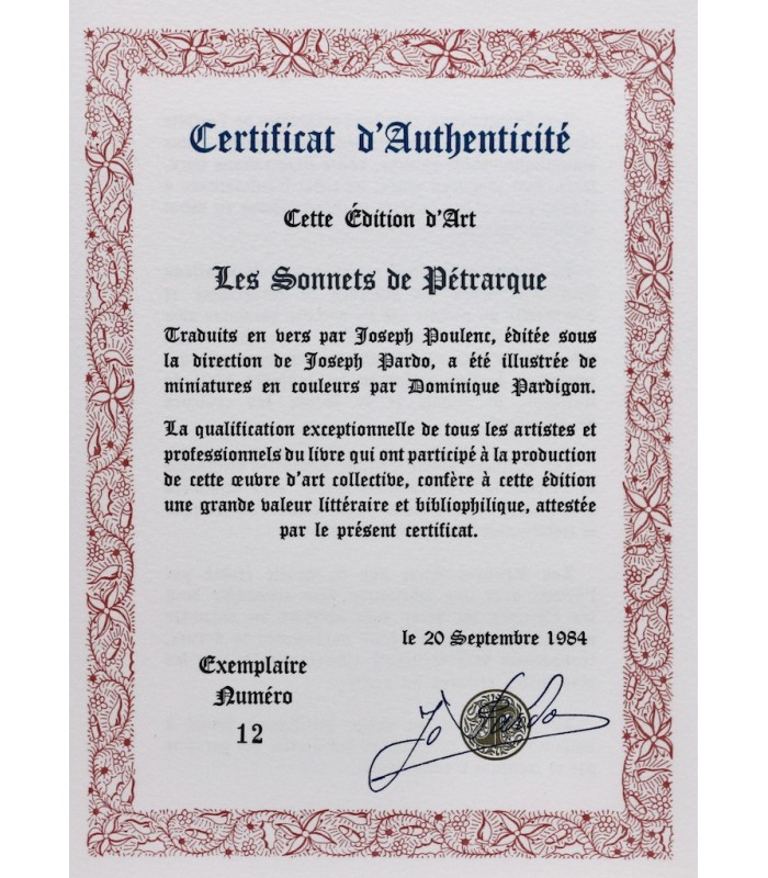 PÉTRARQUE - Les Sonnets de Pétrarque - PARDIGON (Dominique)