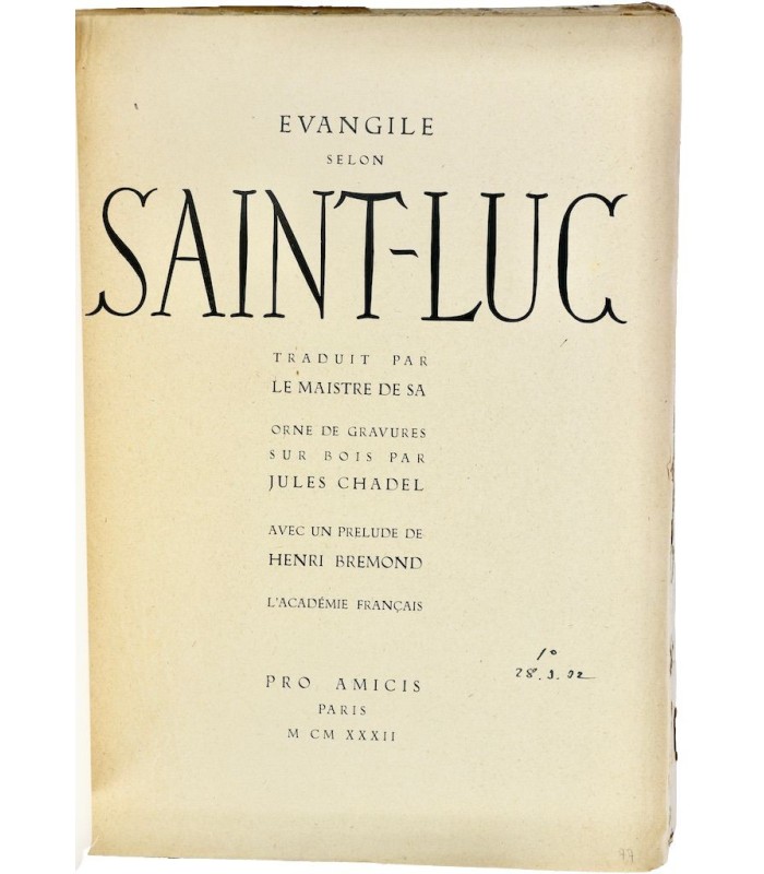 LE MAISTRE DE SACY - Évangile selon Saint-Luc - CHADEL (Luc)
