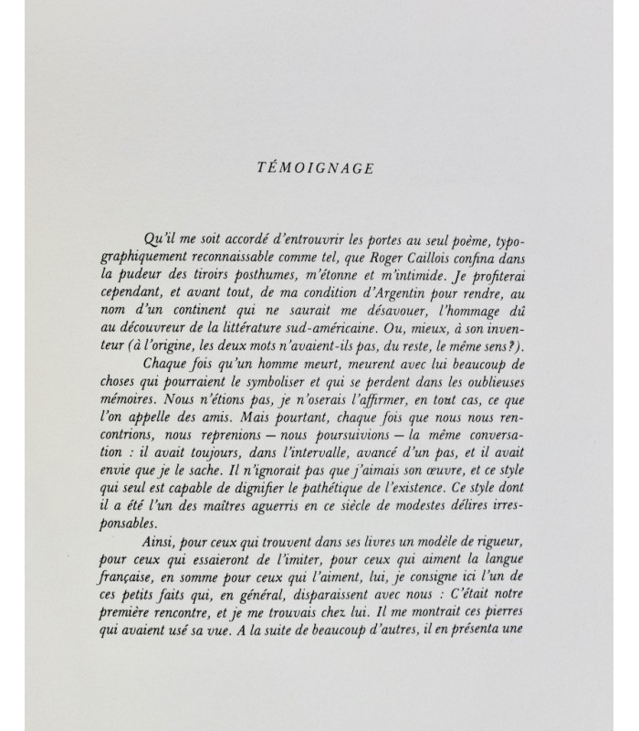 CAILLOIS (Roger) & BIANCIOTTI (Hector) - Brouillon pour une confidence - GOEZU (André)