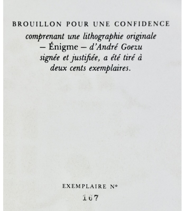 CAILLOIS (Roger) & BIANCIOTTI (Hector) - Brouillon pour une confidence - GOEZU (André)