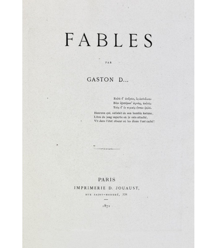[GODINS DE SOUHESMES (Gaston des)‎] - Fables