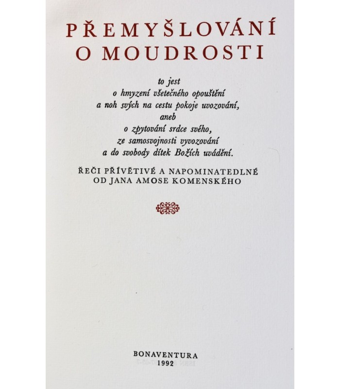 KOMENSKY (Jan Amos) - Přemyšlování o moudrosti - KRALOVA (Markéta)