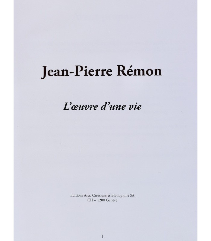 GERMANIER (Véronique) - Jean-Pierre Rémon. L’Oeuvre d’une vie - RÉMON (Jean-Pierre)