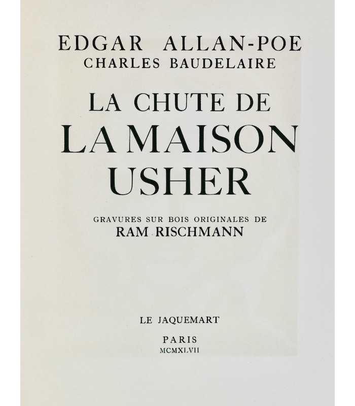 POE (Edgar Allan) - La Chute de la Maison Usher - RISCHMANN (Ram)