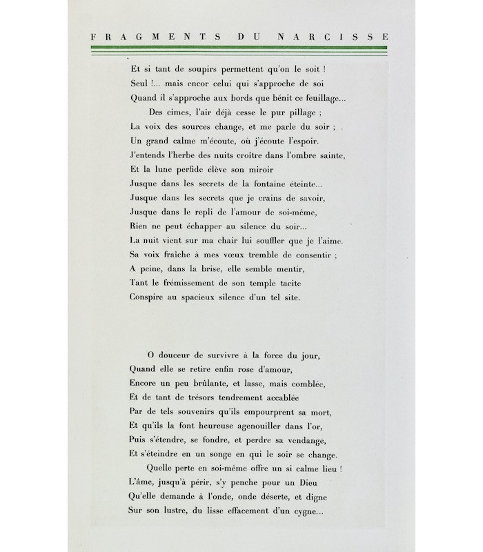 VALÉRY (Paul) - Fragments du Narcisse - JOSSO (Camille)