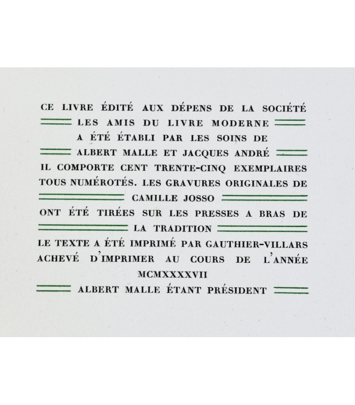 VALÉRY (Paul) - Fragments du Narcisse - JOSSO (Camille)