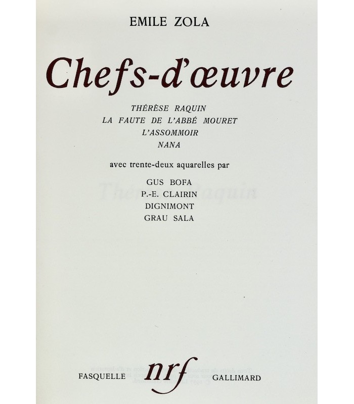 ZOLA (Émile) - Chefs-d’œuvre. Autres Chefs-d’oeuvre - BONET (Paul)