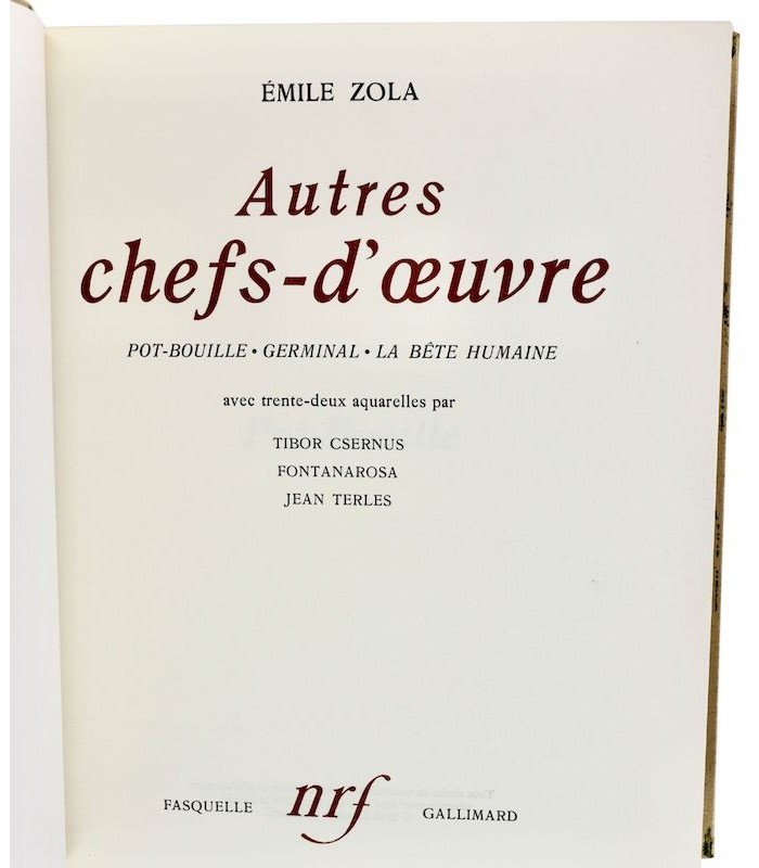 ZOLA (Émile) - Chefs-d’œuvre. Autres Chefs-d’oeuvre - BONET (Paul)