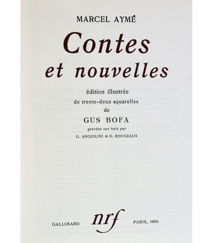 AYMÉ (Marcel) - Contes et Nouvelles. Romans de la Province. Romans parisiens, suivi d’Uranus - BONET (Paul)