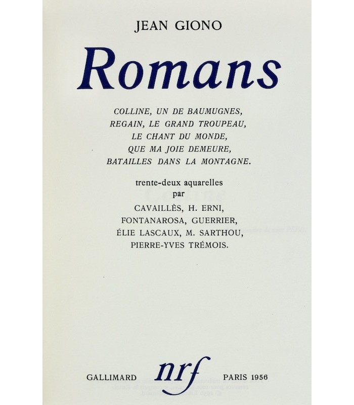 GIONO (Jean) - Romans - BONET (Paul)