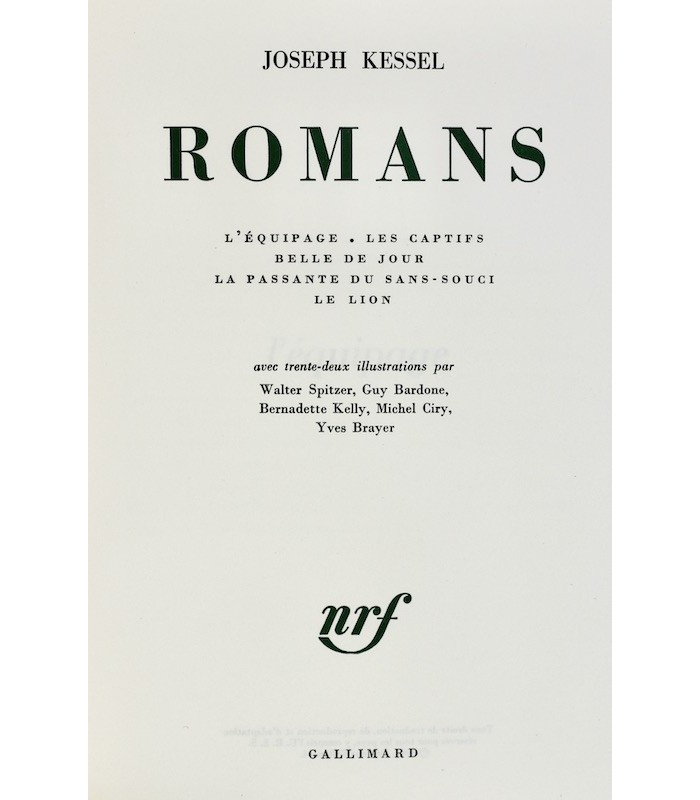 KESSEL (Joseph) - Romans - HOLLENSTEIN