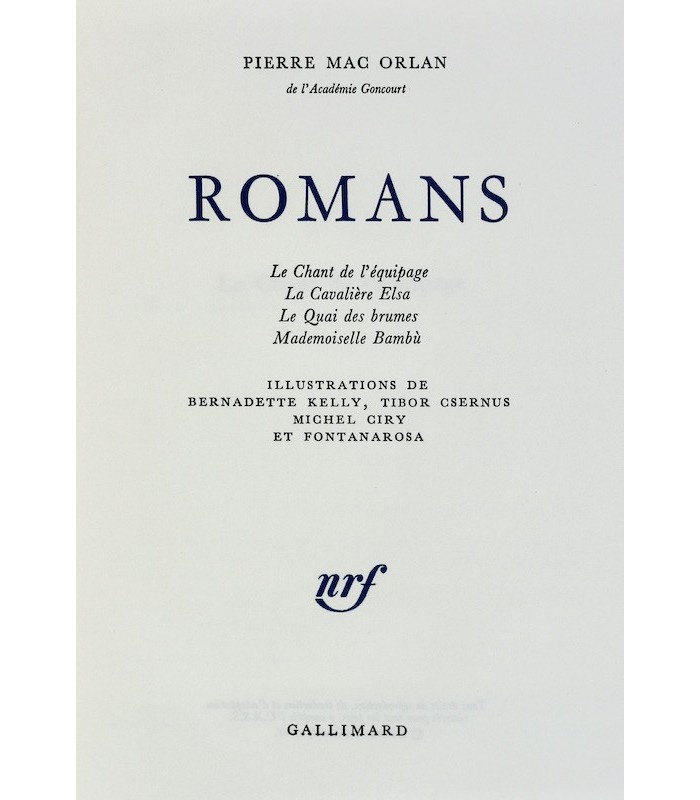 MAC ORLAN (Pierre) - Romans - HOLLENSTEIN