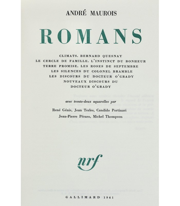MAUROIS (André) - Romans - BONET (Paul)