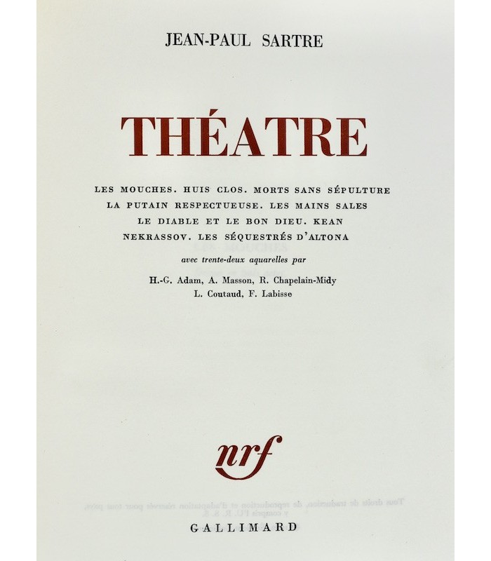 SARTRE (Jean-Paul) - Théâtre - BONET (Paul)