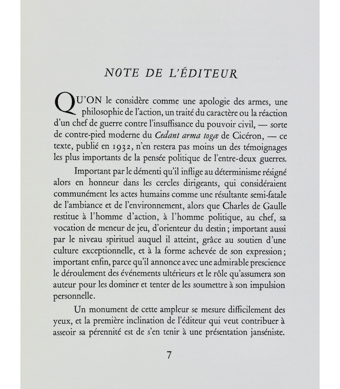DE GAULLE (Charles) - Le Fil de l’épée - DECARIS (Albert)