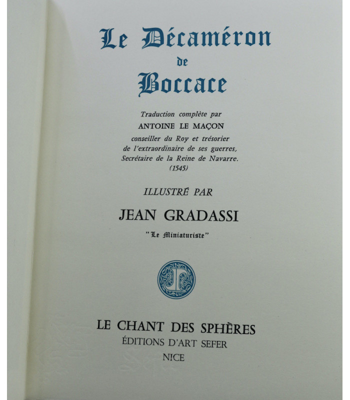 BOCCACE - Le Décaméron - GRADASSI (Jean)