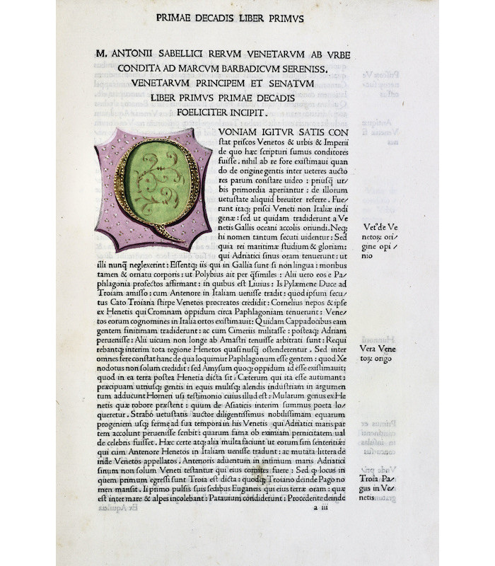 [INCUNABLE VENISE] SABELLICUS - M. Antonii Coccii Sabellici Rerum Venetarum [...]