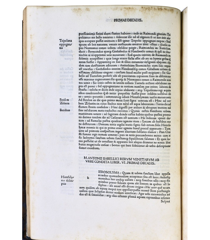 [INCUNABLE VENISE] SABELLICUS - M. Antonii Coccii Sabellici Rerum Venetarum [...]