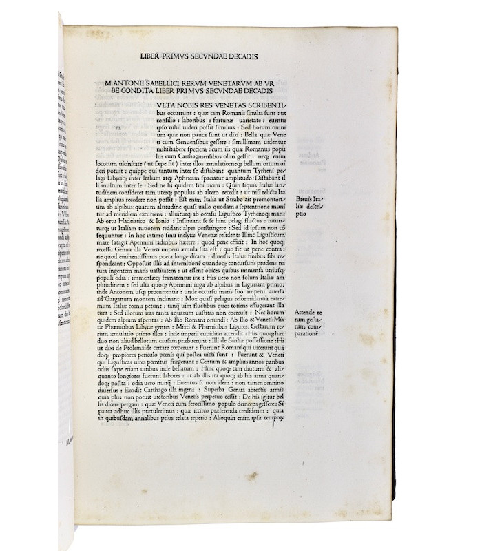 [INCUNABLE VENISE] SABELLICUS - M. Antonii Coccii Sabellici Rerum Venetarum [...]